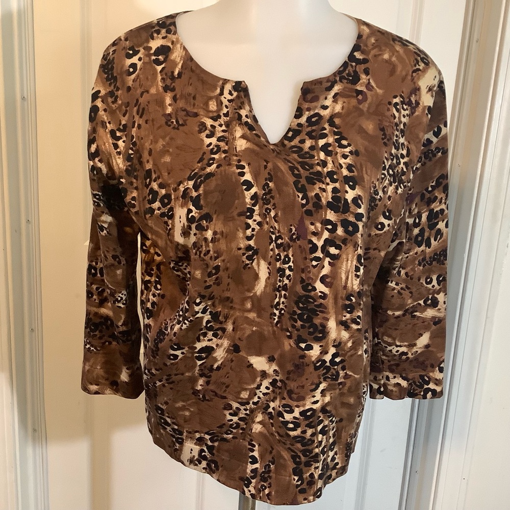 Wasserman animal print blouse size Large